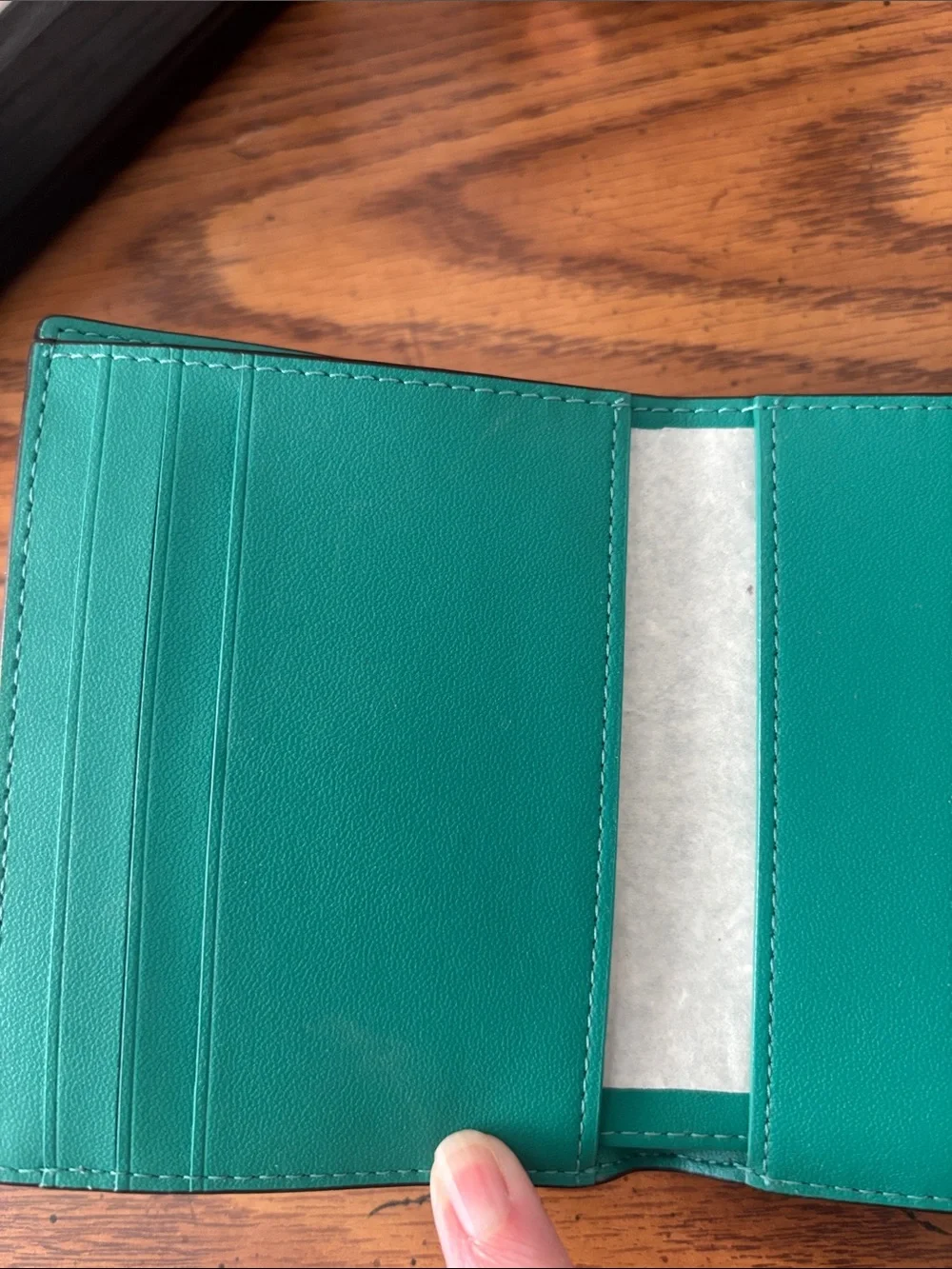 NWT Coach Teal Textured Leather Compact Wallet
